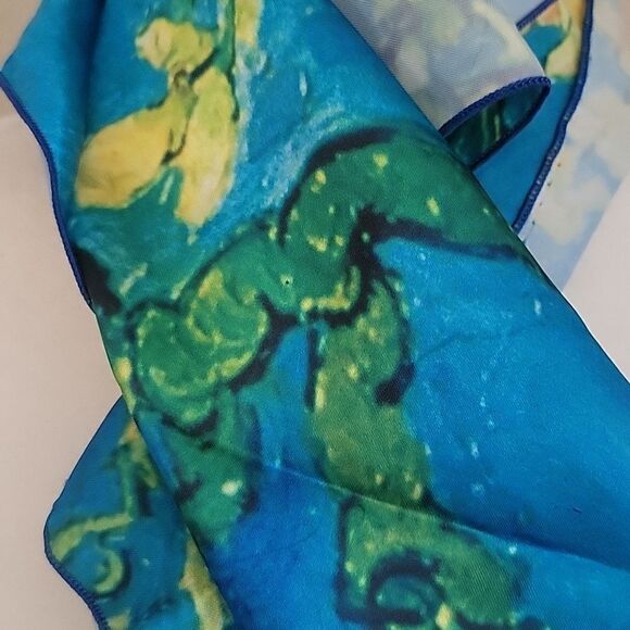 NWOT Vangogh replica impressionist blue and yellow neck scarf new - Picture 2 of 6